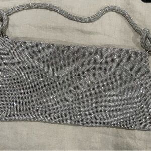 Express Silver Rhinestone Beaded Shoulder Bag / Evening Bag